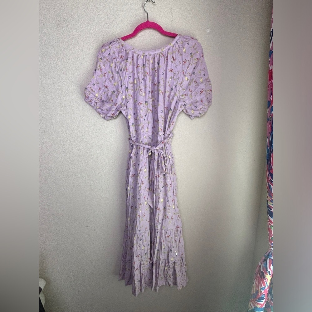Matilda Jane Enchanted Garden Lavender Floral Tiered Short Sleeve Midi Dress M - Picture 5 of 10